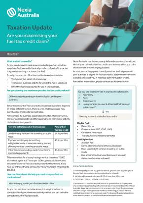 Taxation Update - Maximising Fuel Tax Credits